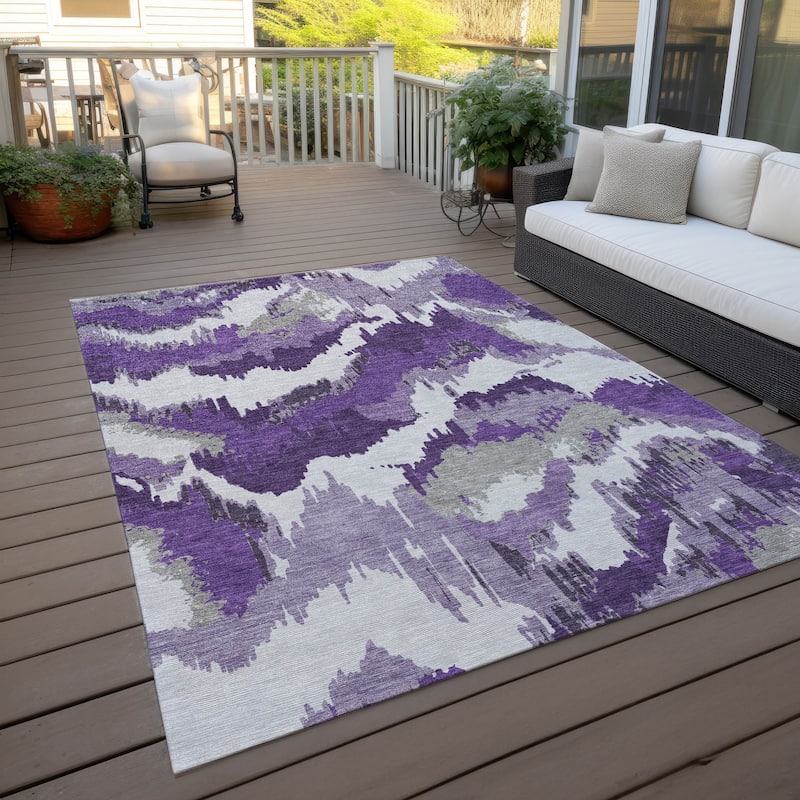 Machine Washable Indoor/ Outdoor Chantille Ombre Abstract Rug - Purple - 9' x 12'