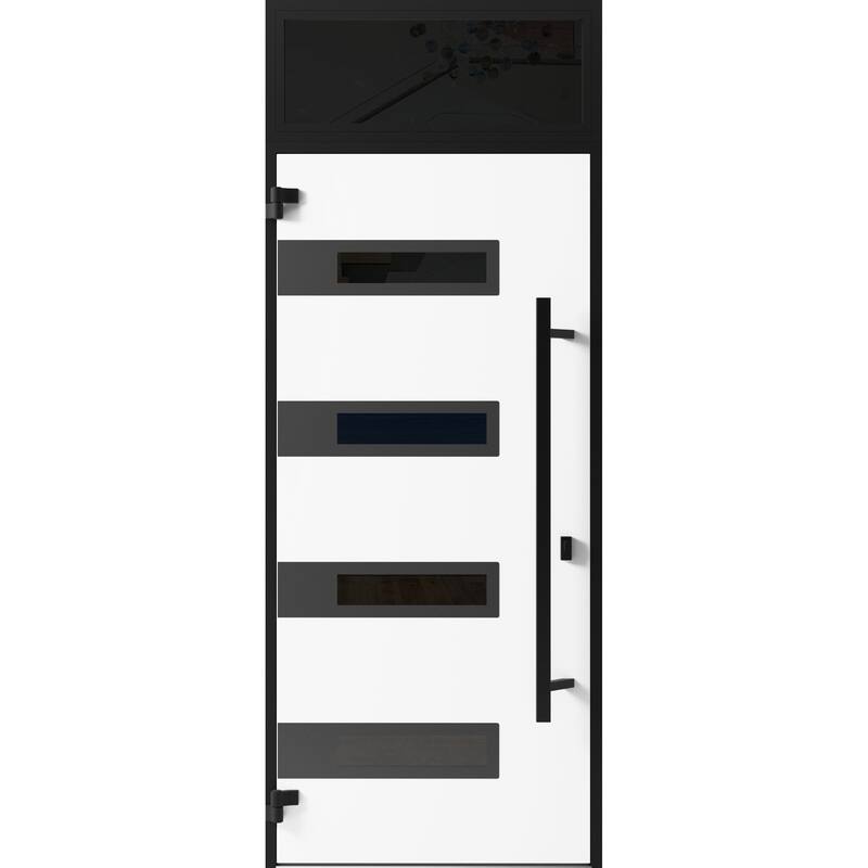 Front Prehung Steel Door Ronex 1055 Teak 2 Side and Top Window Sidelite W16+36+16xH80+16 Lh I