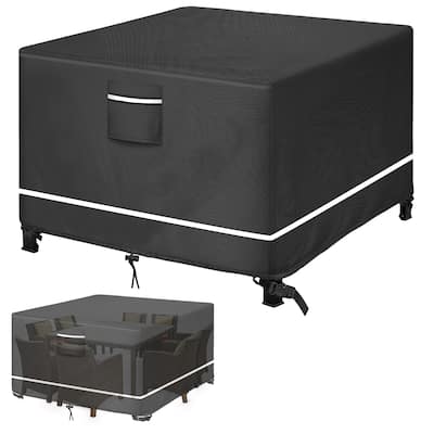 Waterproof Patio Furniture Cover 125in.x28in. Black Square Table Cover - 125x125x28in.