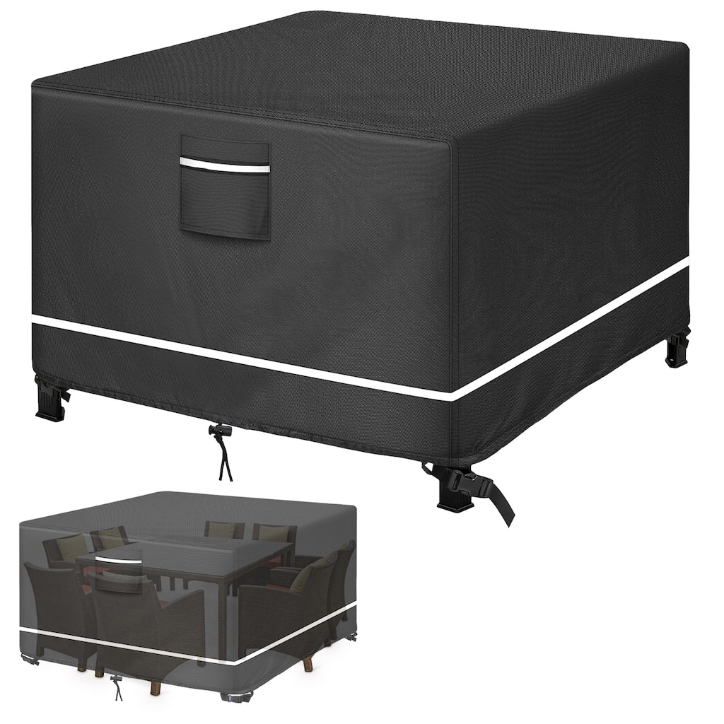 Waterproof Patio Furniture Cover 125in.x28in. Black Square Table Cover - 125x125x28in.