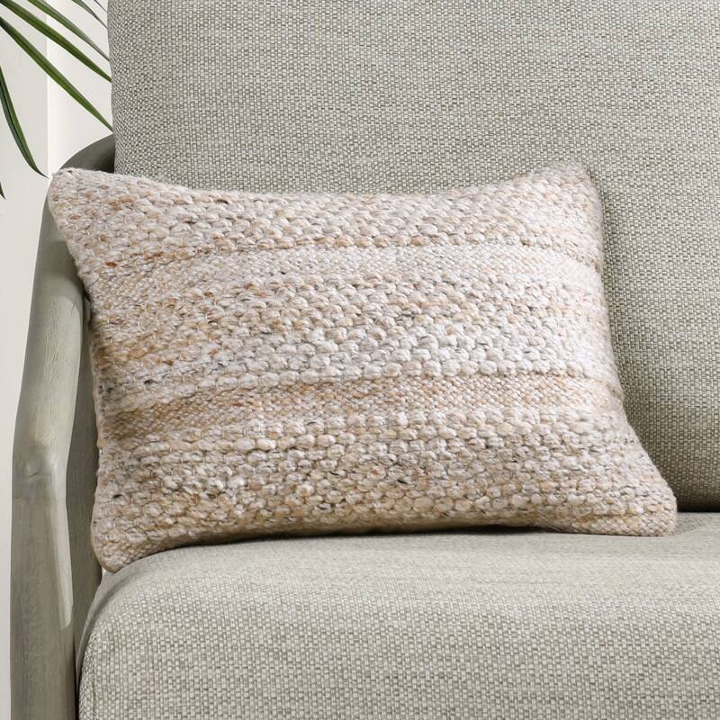 Villa by Classic Home Ford Recycled Fabric Throw Pillow - 14x20 - Beige