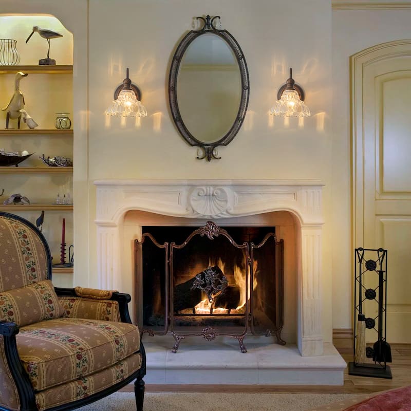 1/3/4-Light Vintage Bathroom Vanity Light with Clear Trumpet Glass Shades