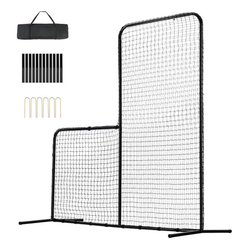 Screen Baseball for Batting Cage Heavy Duty Pitching Net for Pitchers Protection - L-type heavy duty without wheels 7*7 feet