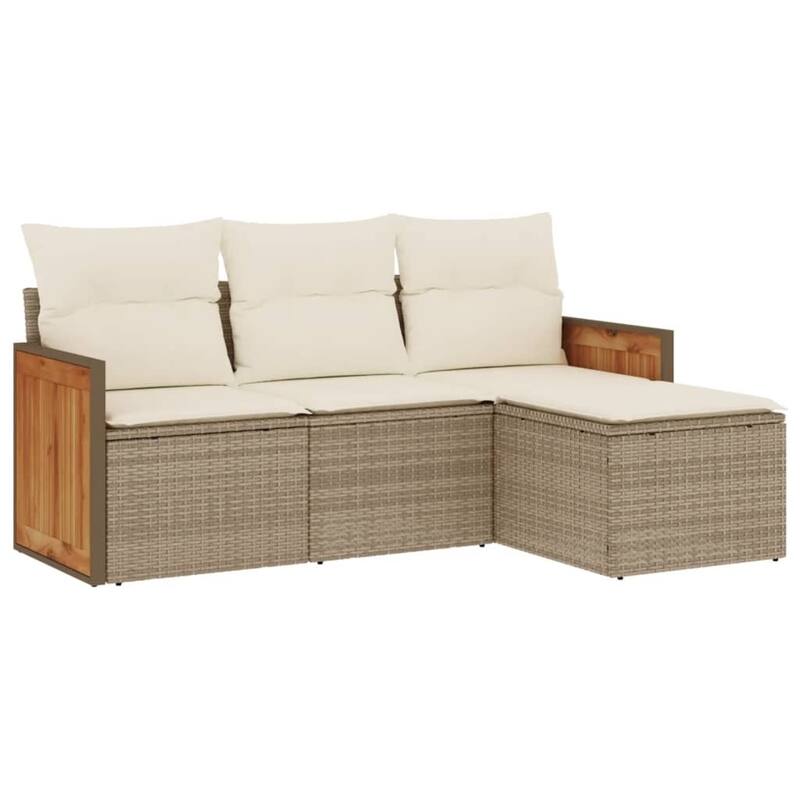vidaXL Patio Sofa Set with Cushions Outdoor Conversation Furniture Poly Rattan