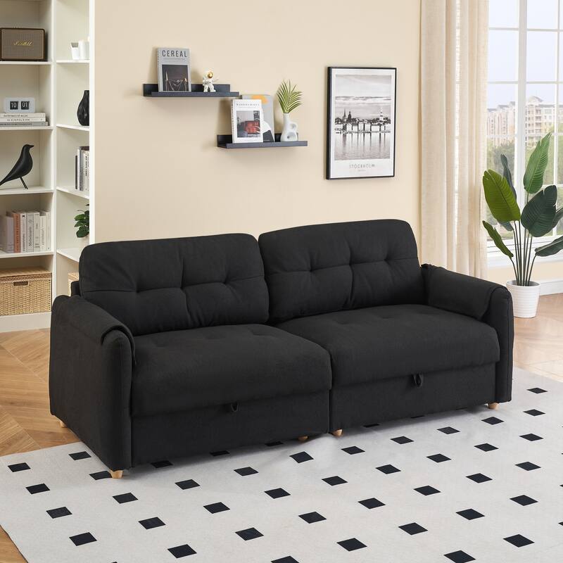 Teddy Cotton Linen Fabric Sofa with Built-in Storage