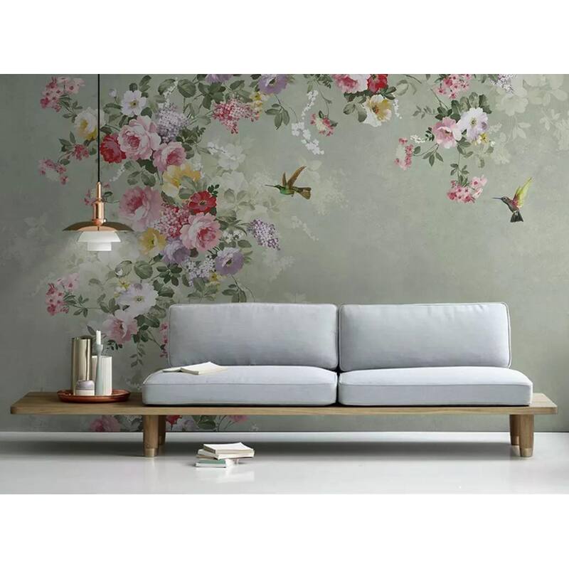 GK Wall Design American Floral Retro Flower Blossom Removable Wallpaper