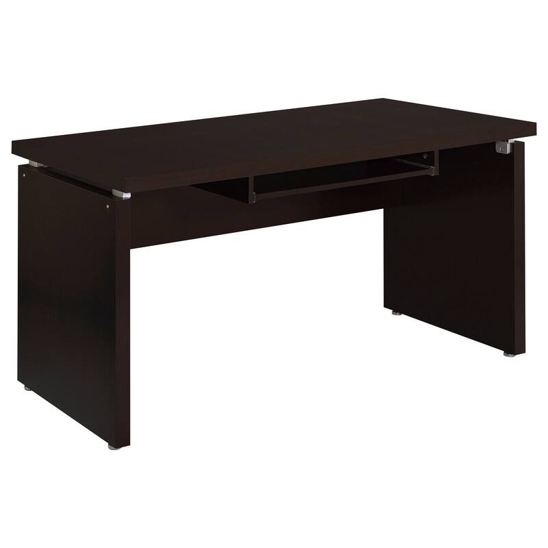 Niti 83 Inch Computer Office Desk, L Shape, Slide Out Keyboard Tray, Brown