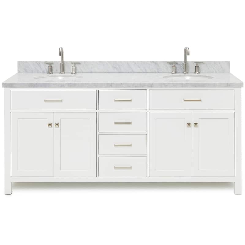 Ariel H073DCWOVO Bristol 73" Free Standing Double Oval Basin Vanity - White - Colored