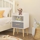 preview thumbnail 18 of 28, Nightstand With Collapsible Fabric Drawer, 2-Tier Storage End Table, Wood Side Table with Storage Cabinet for Bedroom