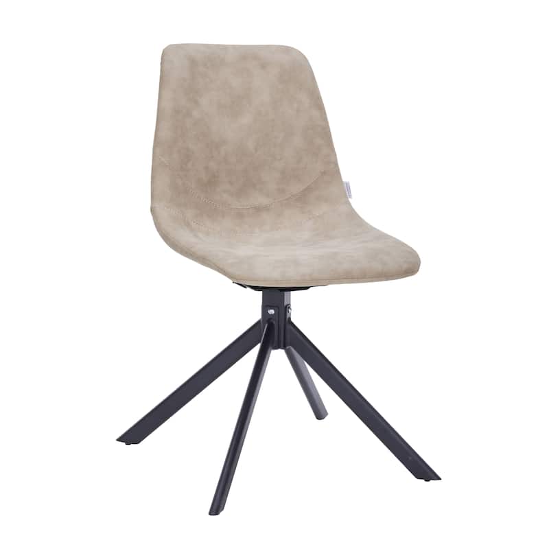 Markley Leather Dining Chair 360 Degree Swivel with Iron legs Modern Accent Side Chair - Taupe