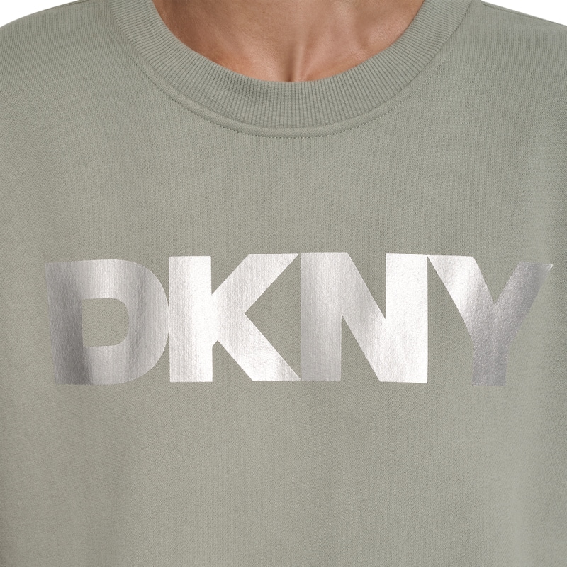 DKNY Sport Foil Logo Crewneck Sweater - Bayleaf/Silver - S