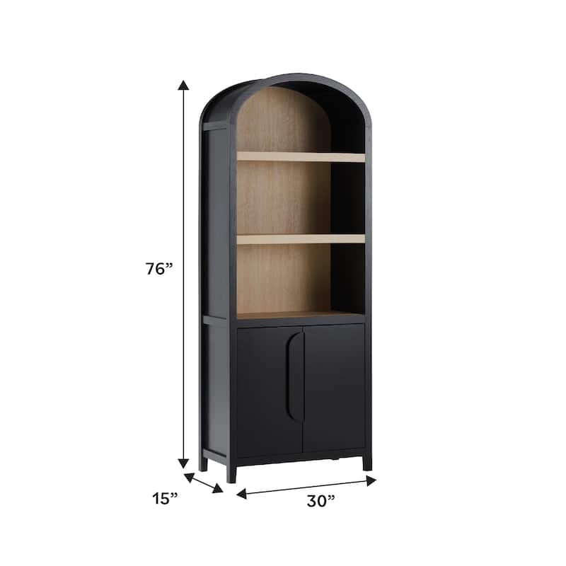 Middlebrook Designs 3 Shelf Open Arched Bookcase Cabinet