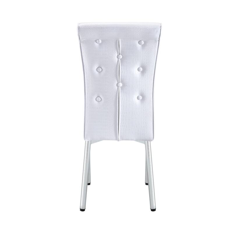 Set of 4, Retro alligator skin Upholstered dining chairs with Crystal buckle design and Faux Leather design