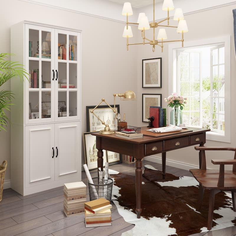 China Cabinet with Tempered Glass Doors Glass Door Storage Cabinet
