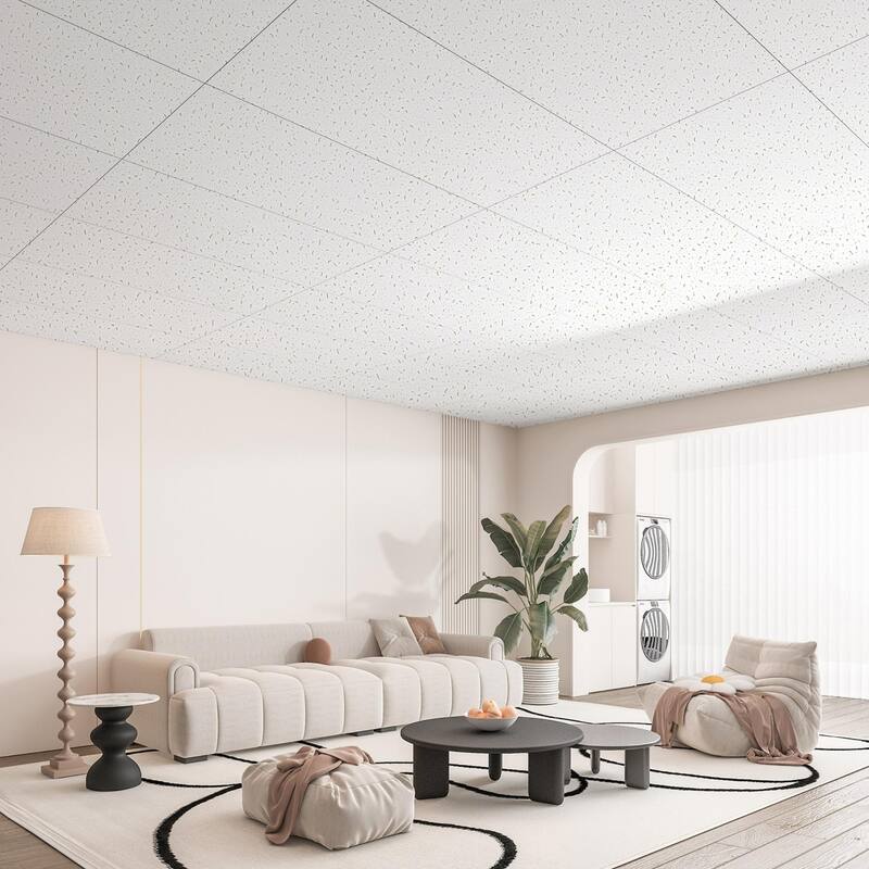 Art3d Flexible Easy DIY PVC Ceiling Tiles Wall Paneling 24"x24" or 24"x48"