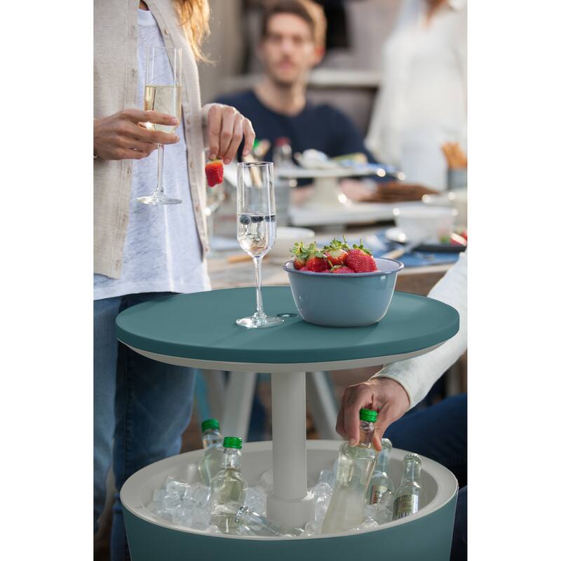 Keter Cool Bar Indoor Outdoor Patio Beverage Cooler and Bar Pop-Up Side Table