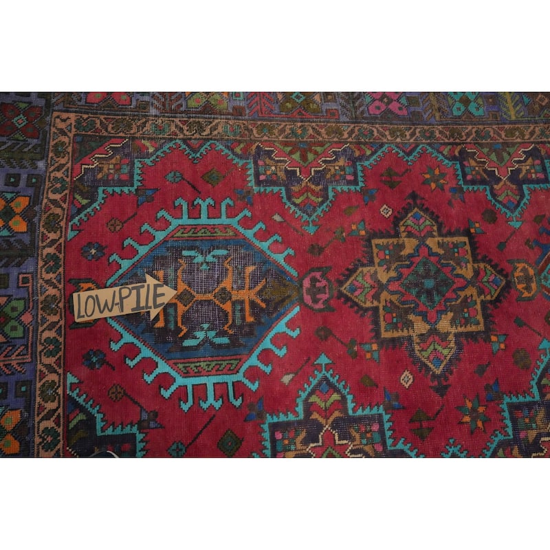 Hand Knotted Oriental 100% Wool Carpet Traditional Geometric Pink Tabriz Area Rug - 12' 4'' X 4' 6''