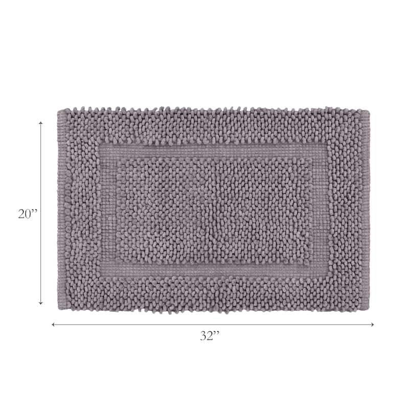 Sophie Border Ultra-plush Chenille Non-Slip Cotton Bath Mat