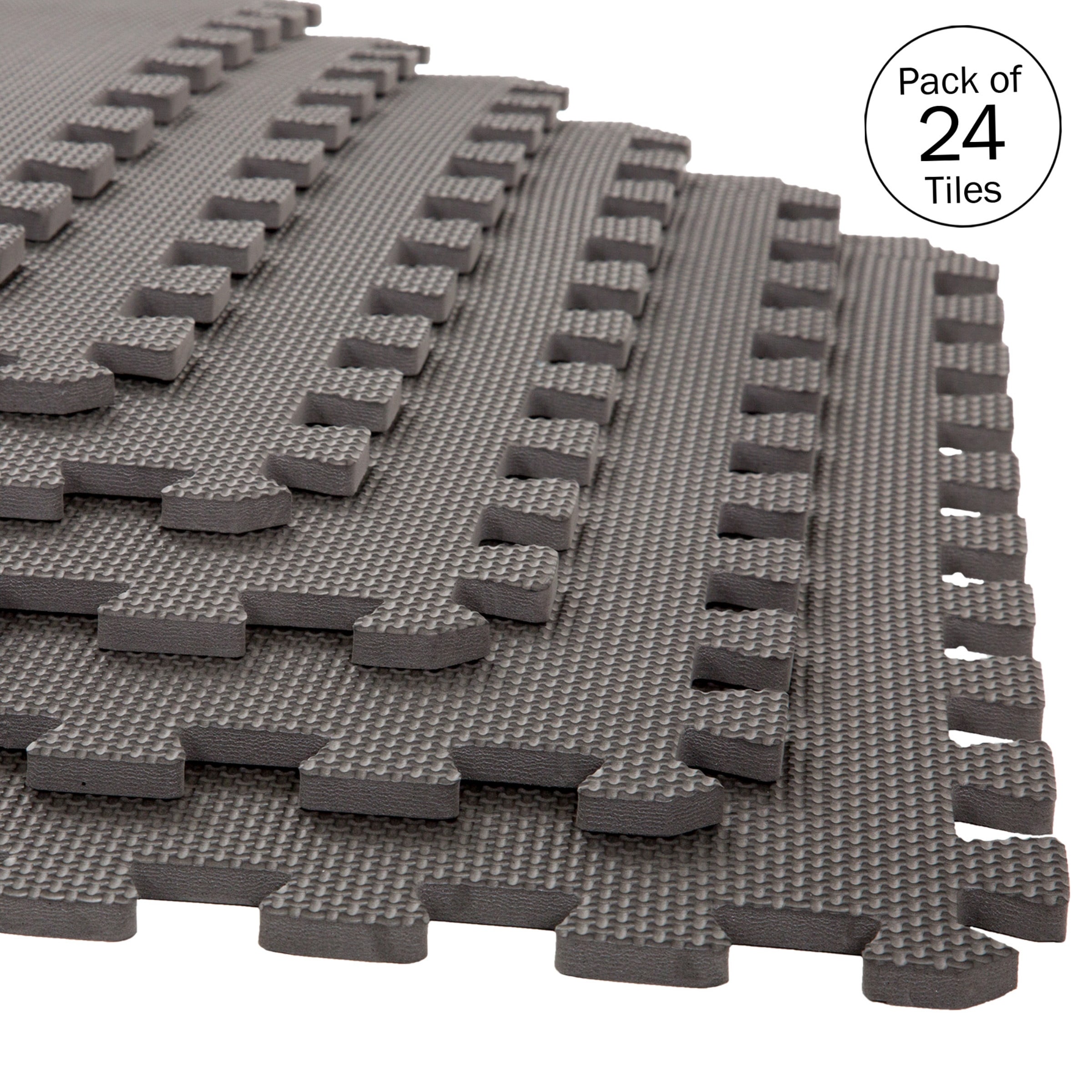 We Sell Mats 3/8 inch Thick Multipurpose Exercise Floor Mat with Eva Foam, Interlocking tiles, Anti-Fatigue for Home or Gym, 24 in x 24 in, Size: 24