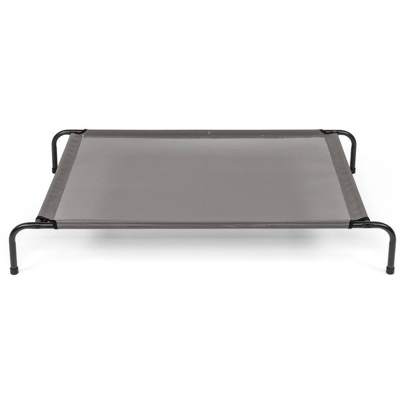 Grey Large Elevated Dog Bed with Powder Coated Steel Frame Perfect for Indoor and Outdoor
