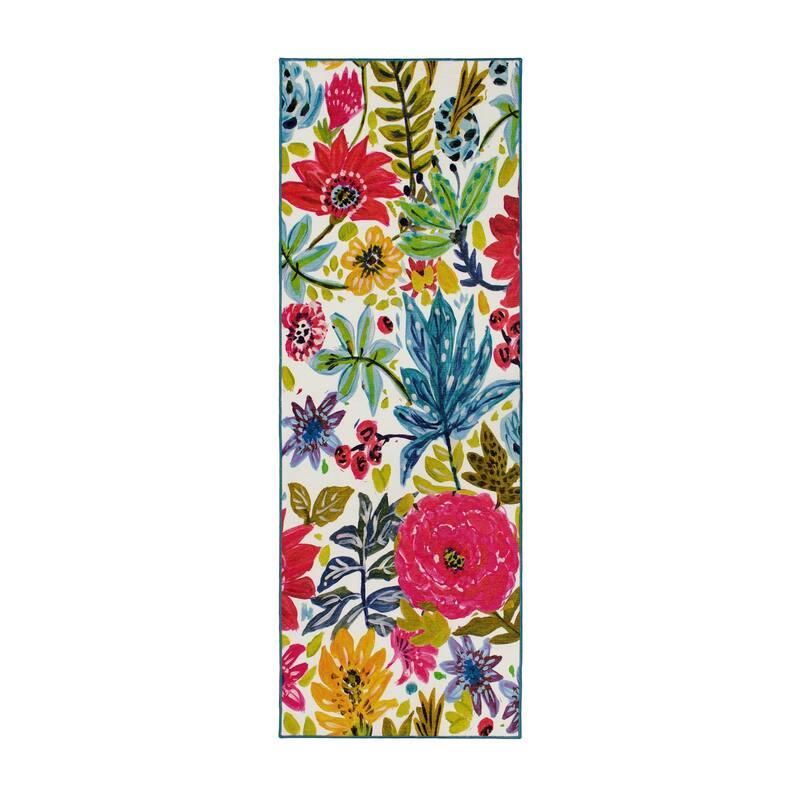 My Magic Carpet Machine Washable Rug Floral Bloom Multicolor