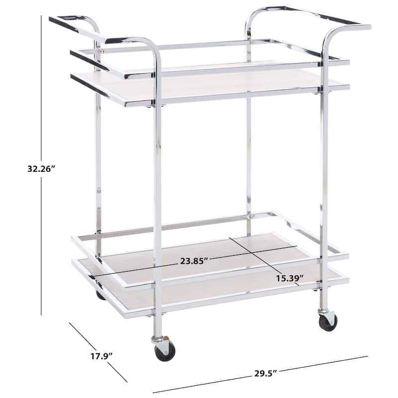 SAFAVIEH Home Collection Lameris 2 Tier Bar Cart With Handles - 30" L x 18" W x 33" H