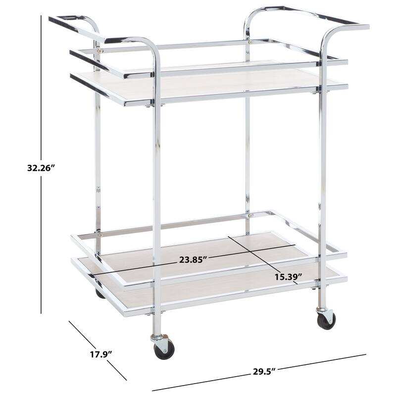 SAFAVIEH Wilma 2-Tier Bar Cart with Handles - 30" L x 18" W x 33" H - 30"Wx18"Dx33"H