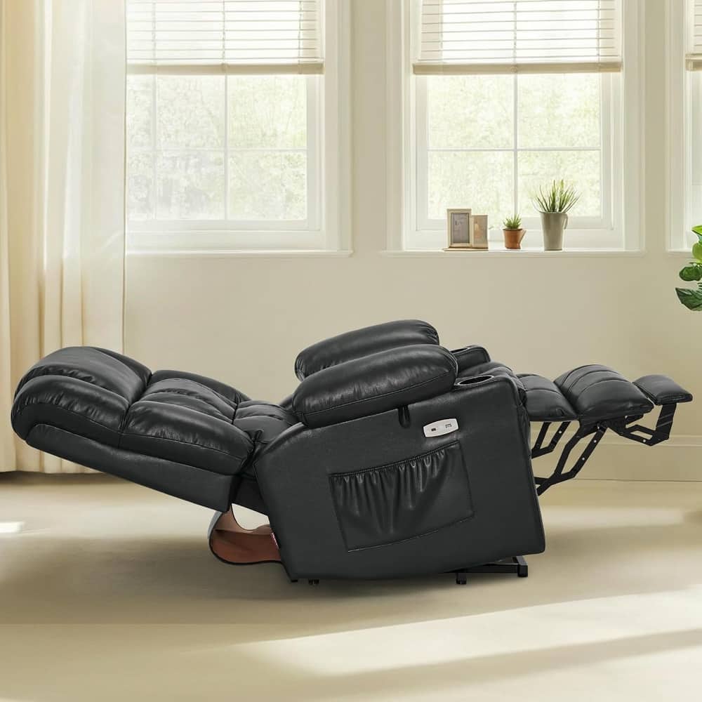 MCombo Large Dual Motor Power Lift Recliner Chair Sofa with Massage and Heat for Tall Elderly People, Faux Leather 7896