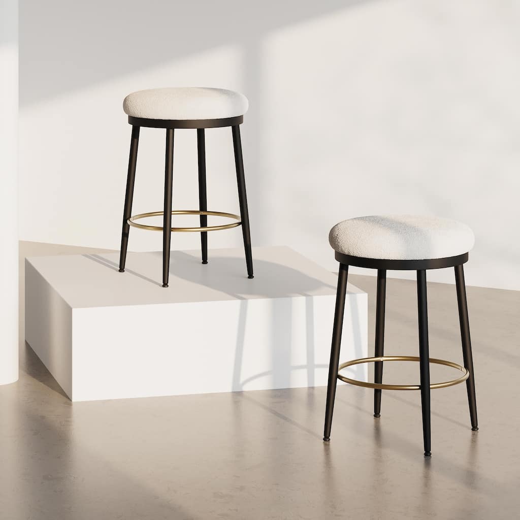 24.75" Modern Counter Stools Set of 2, with Iron Frame, Sponge Cushion & Footrest
