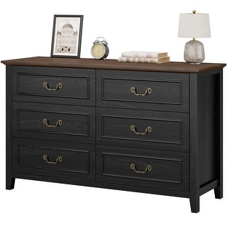 Farmhouse 6 Drawer Dresser for Bedroom, Vintage Dresser with Antique ...