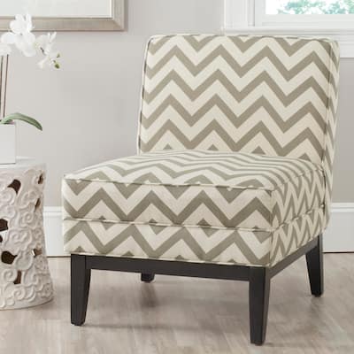 SAFAVIEH Armond Grey/ White Chair - 25.2"x31.9"x33.1" - 25" W x 32" D x 33" H