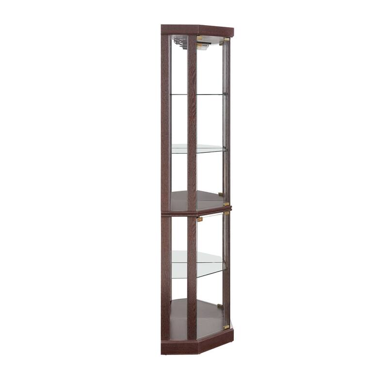 Lighted Corner Glass Curio Cabinet Display Case with Adjustable Shelves