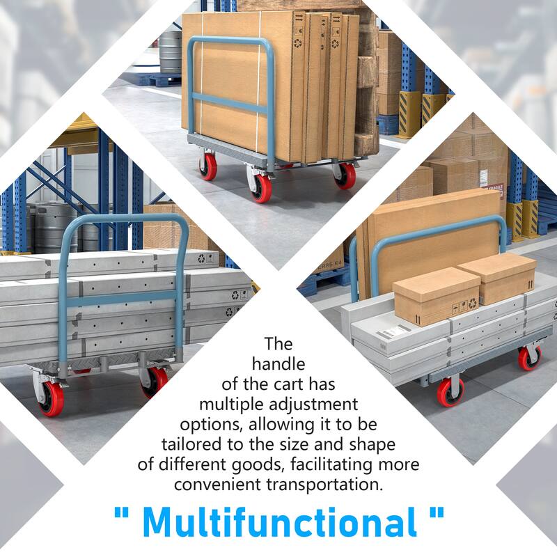 Heavy Duty Steel Panel Truck - 2000 lbs Drywall & Lumber Cart with 6" Swivel Brake Casters, Handrails, 36"x24"
