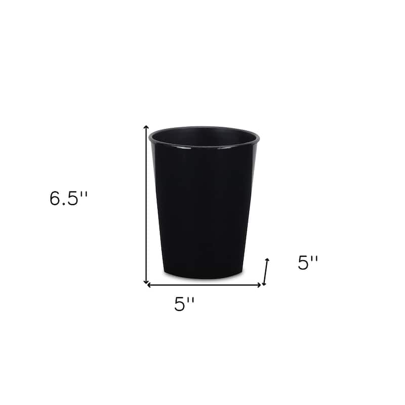 HomeRoots 5" Black Recycled Plastic Indoor Outdoor Round Pot Planter