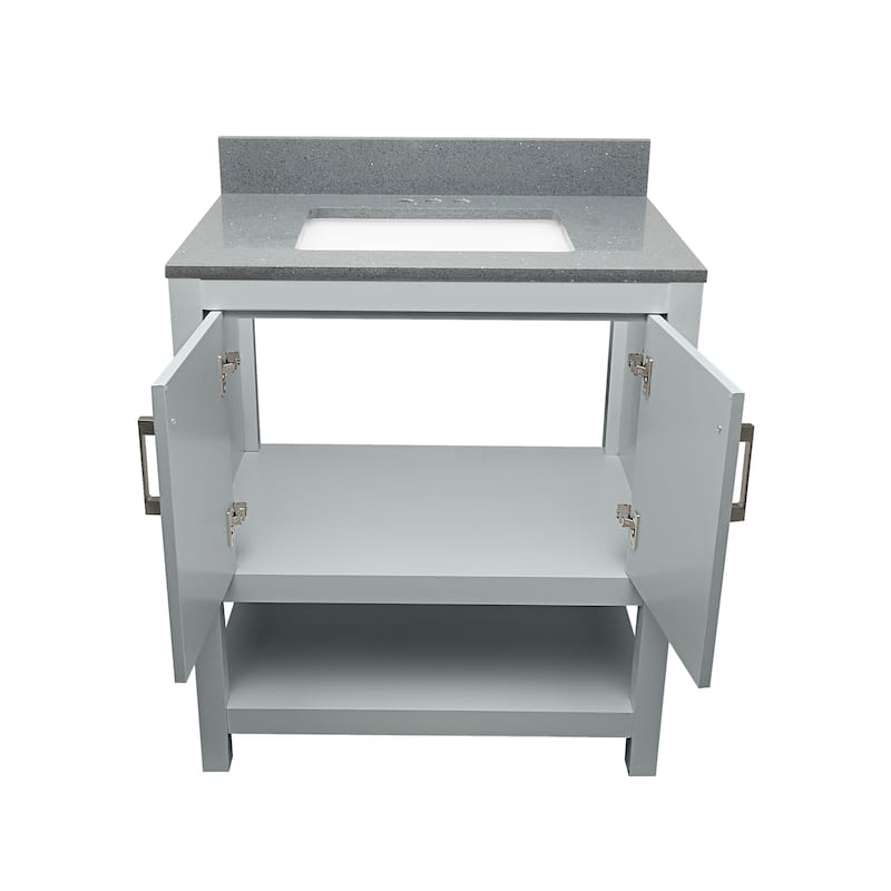 Taos 31" Bathroom Vanity with Cultured Marble Vanity Top Sink in White with White Basin
