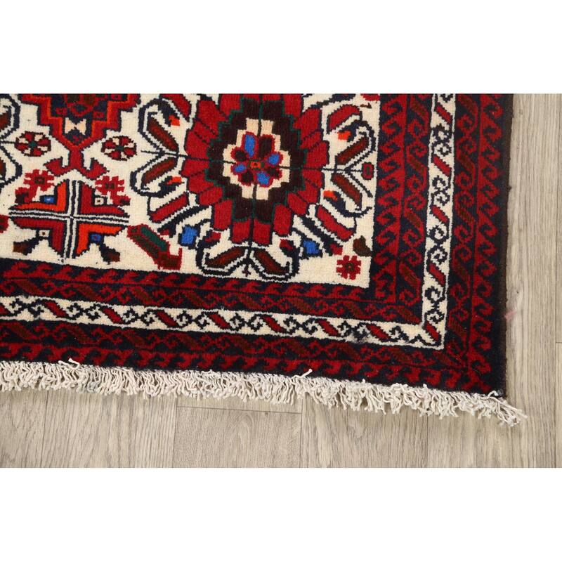 Geometric Balouch Persian Staircase Runner Rug Handmade Wool Carpet - 3'3" x 6'7"