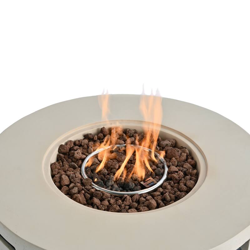 38.2" Round Outdoor Propane Fire Pit, Outside Fire Pit Table with 50000 BTU, Steel Burner, Lava Rocks, Waterproof Cover