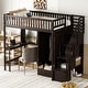 preview thumbnail 14 of 37, Twin Size Loft Bed with Storage Stairs, Desk and Wardrobe， Combination Wood Children's Bed Frame with Bookshelf, Drawers Espresso - Twin