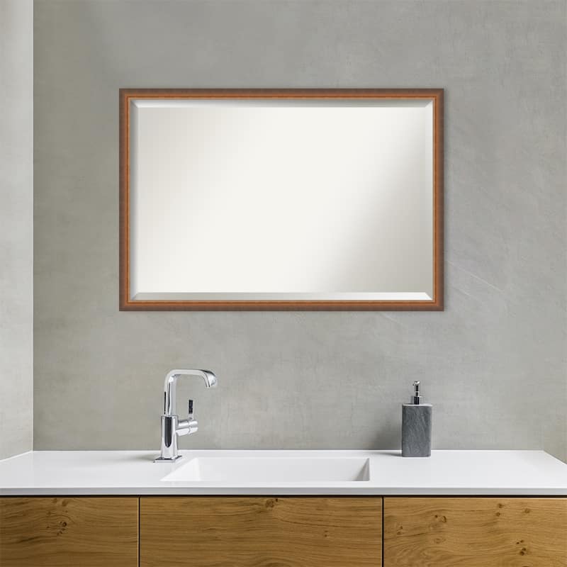 Two Tone Beveled Wood Framed Bathroom Vanity Wall Mirror