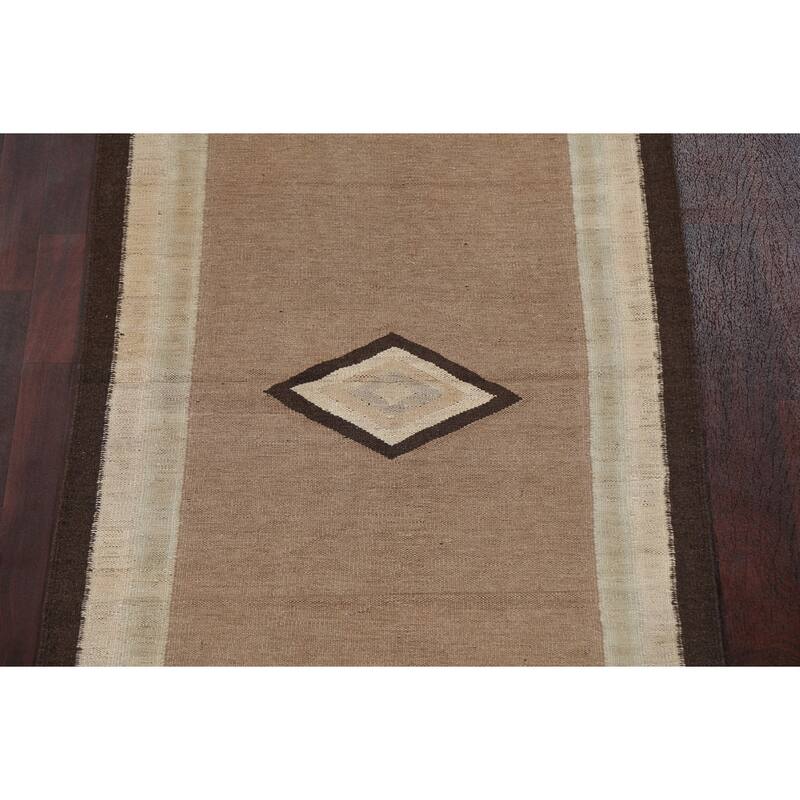 Natural Dye Kilim Oriental Staircase Runner Rug Hand-woven Wool Carpet - 3'5" x 12'8"