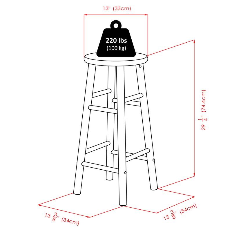 2-Pc Bar Stool Set - 12.99 x 12.99 x 24.41 inches