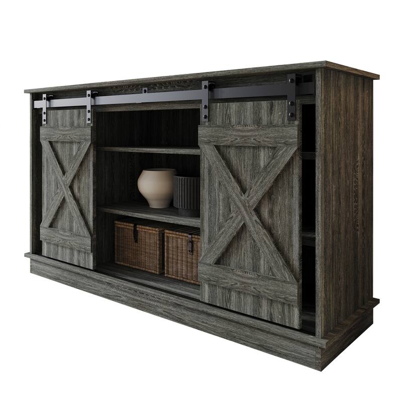 CraftPorch Vintage Style with X-shaped Metal Glides Doors Sideboard
