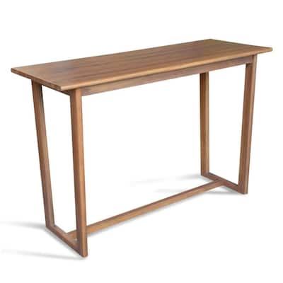 Costway 59 Inch Outdoor Bar Table with Slatted Top Rectangular Pub - Natural - See Details