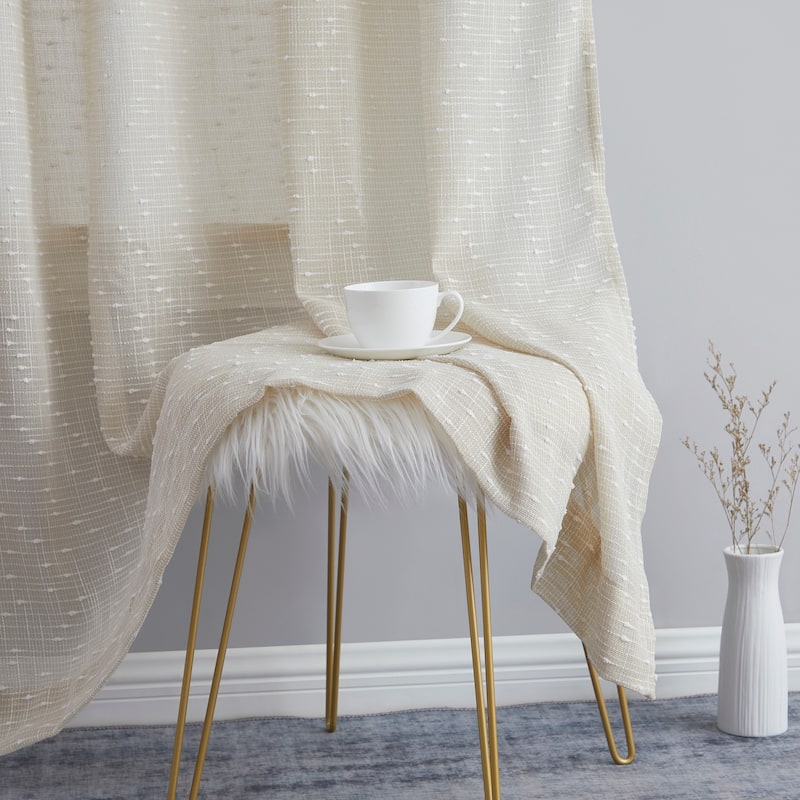 HLC.ME Emily Faux Linen Semi Sheer Transparent Rod Pocket Back Tab Lightweight Window Curtains Wide Panels, Pair