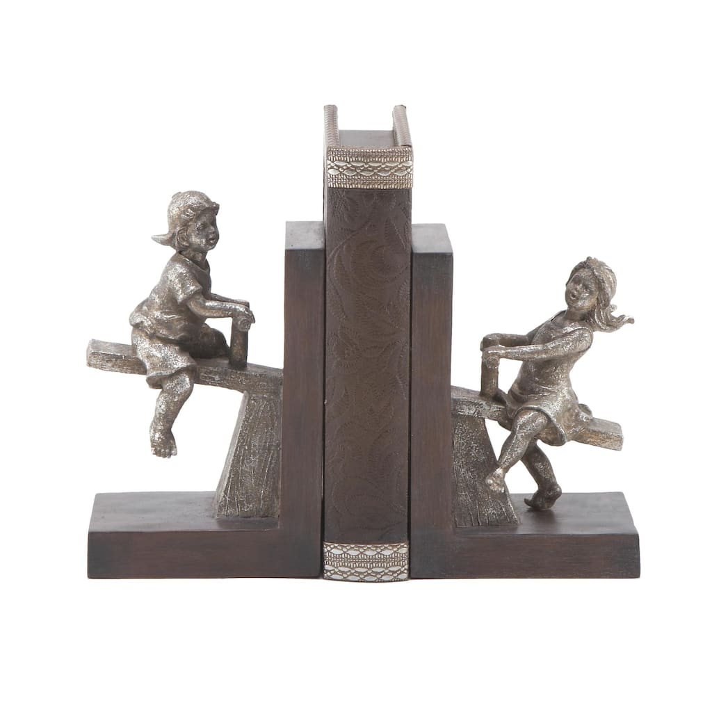 Polystone People Decorative Bookends with Swing Set - Set of 2 Brown - Roche River Decor