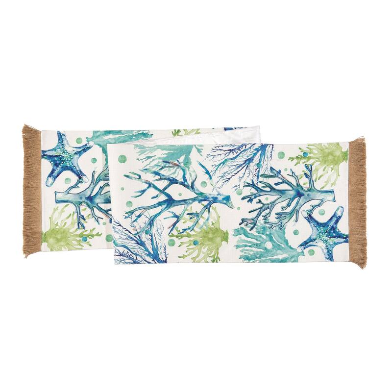 Sea Life Embroidered Table Runner 13" x 72" Coastal Nautical Beach Themed Machine Washable - 13" x 72"