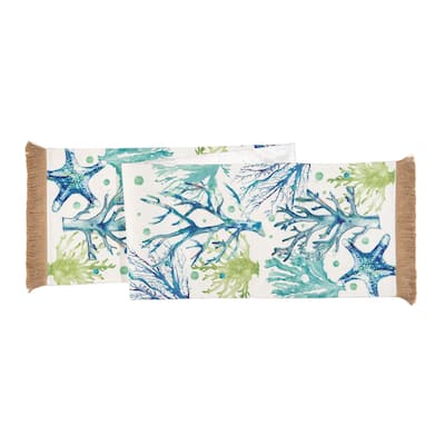 Sea Life Embroidered Table Runner 13" x 72" Coastal Nautical Beach Themed Machine Washable - 13" x 72"