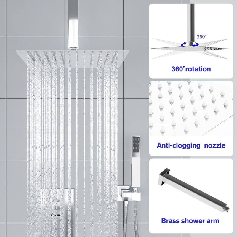 Lordear Shower System - Rainfall Overhead Shower and Handheld Shower Set with Valve Combo
