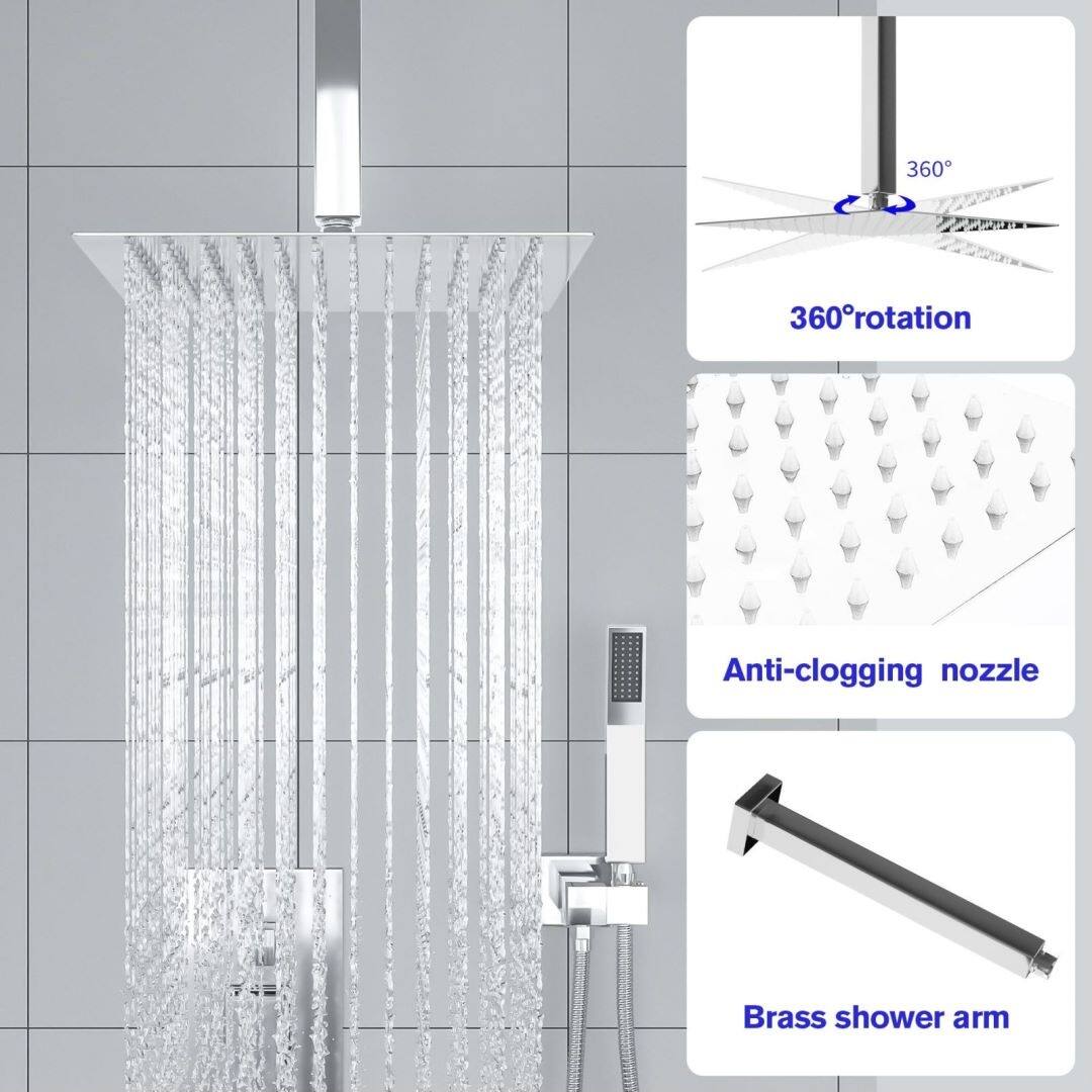 Lordear Shower System Rainfall Overhead Shower and Handheld Shower