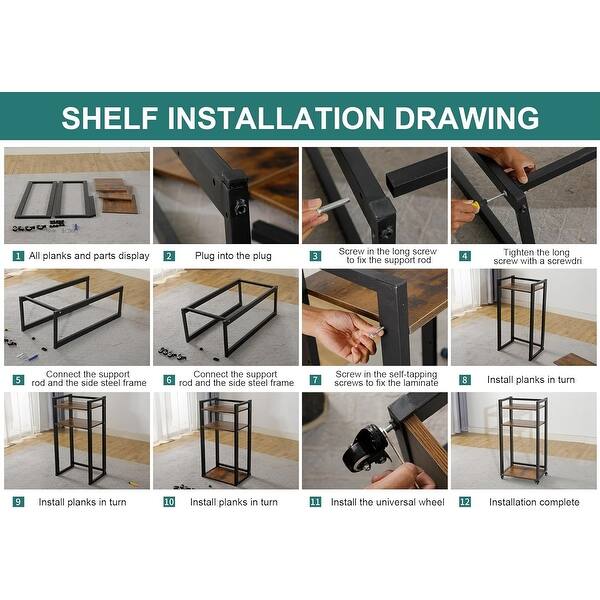 3 Tier Movable Printer Stand,Fax Machine Scanner Adjustable Storage